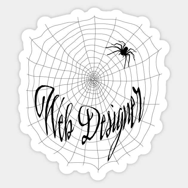 Web Designer Black Font - Cute Funny Spiderweb Design Sticker by StephJChild